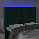 vidaXL sötétzöld bársony LED-es fejtámla 163x16x118/128 cm