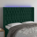 vidaXL sötétzöld bársony LED-es fejtámla 163x16x118/128 cm
