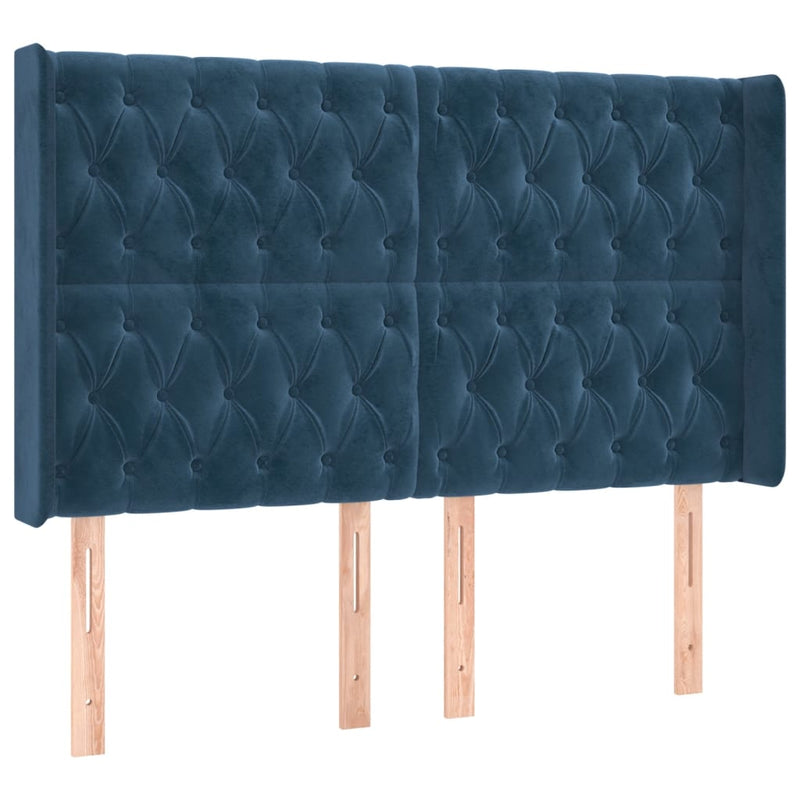 vidaXL sötétkék bársony LED-es fejtámla 163x16x118/128 cm