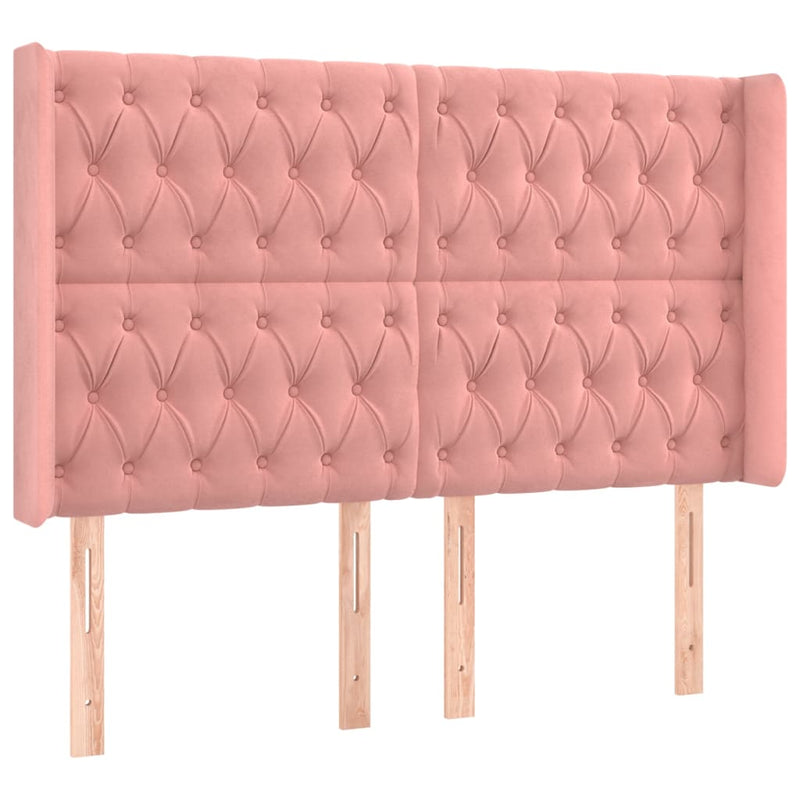 vidaXL rózsaszín bársony LED-es fejtámla 163x16x118/128 cm