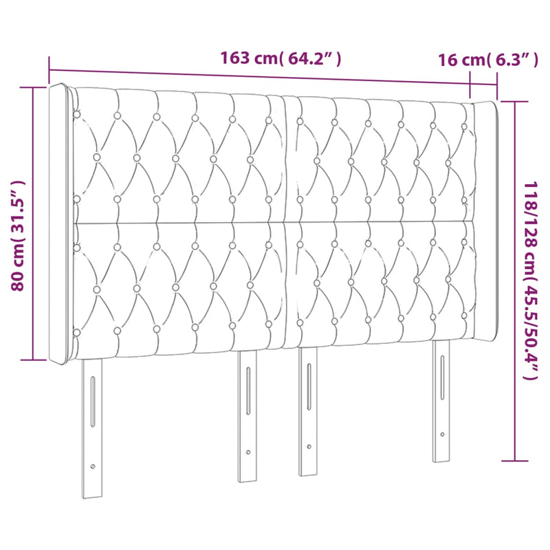 vidaXL rózsaszín bársony LED-es fejtámla 163x16x118/128 cm