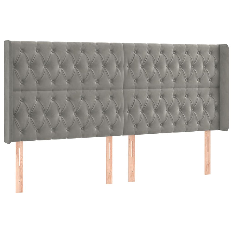 vidaXL világosszürke bársony LED-es fejtámla 183x16x118/128 cm