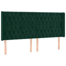 vidaXL sötétzöld bársony LED-es fejtámla 183x16x118/128 cm