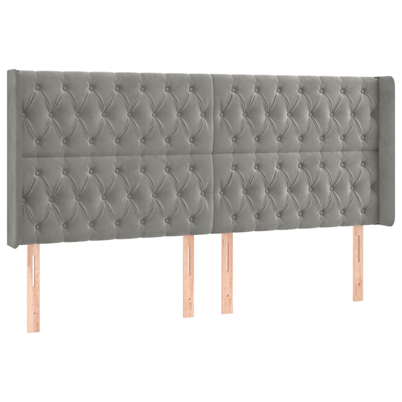 vidaXL világosszürke bársony LED-es fejtámla 203x16x118/128 cm