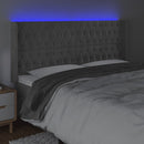 vidaXL világosszürke bársony LED-es fejtámla 203x16x118/128 cm