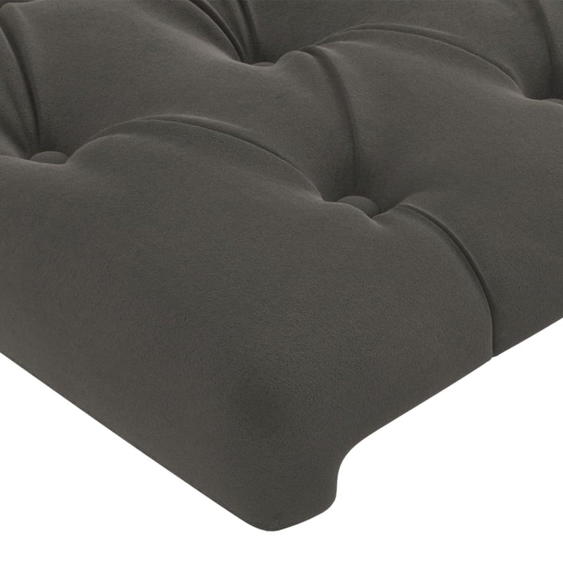 vidaXL sötétszürke bársony LED-es fejtámla 203x16x118/128 cm
