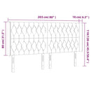 vidaXL sötétszürke bársony LED-es fejtámla 203x16x118/128 cm