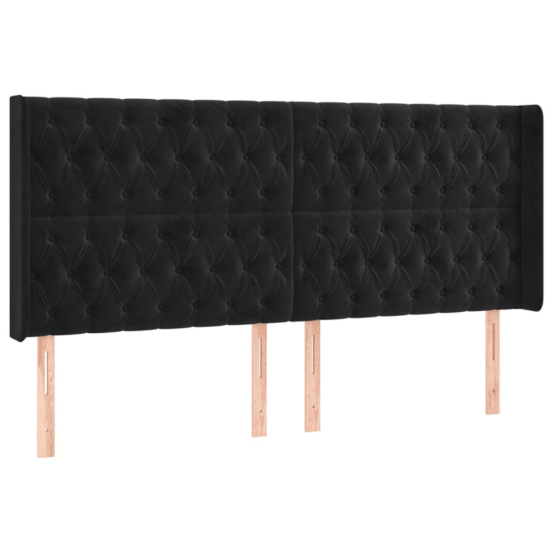 vidaXL fekete bársony LED-es fejtámla 203x16x118/128 cm