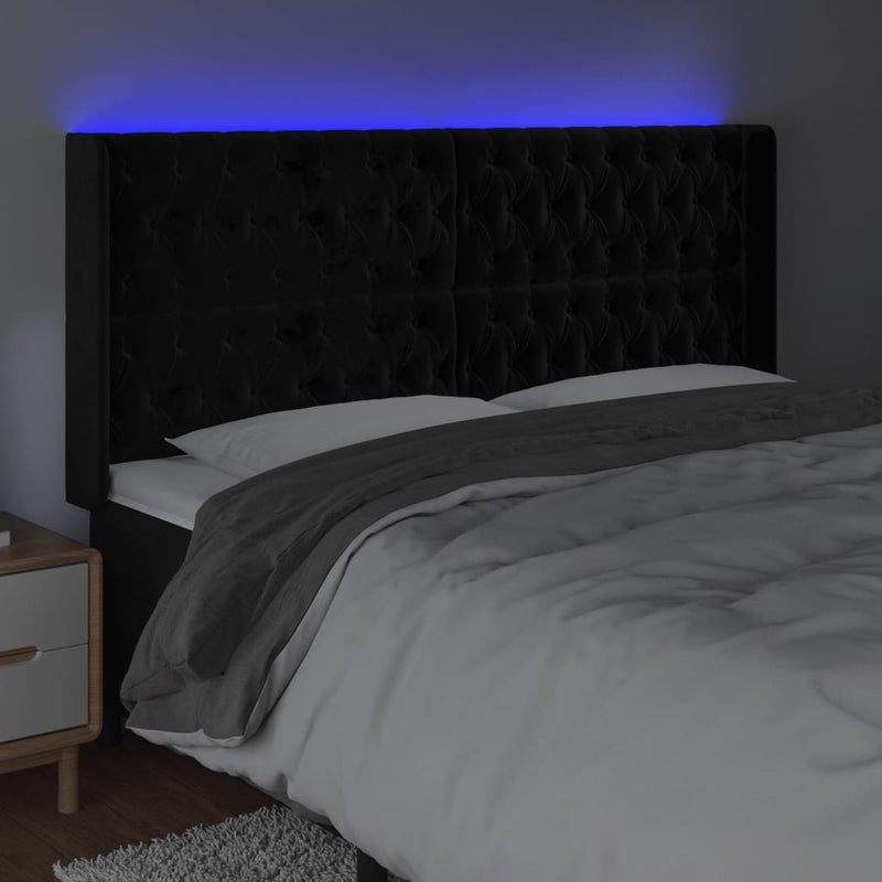 vidaXL fekete bársony LED-es fejtámla 203x16x118/128 cm