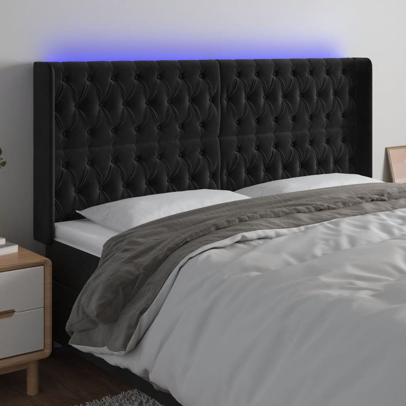 vidaXL fekete bársony LED-es fejtámla 203x16x118/128 cm