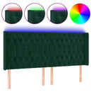 vidaXL sötétzöld bársony LED-es fejtámla 203x16x118/128 cm