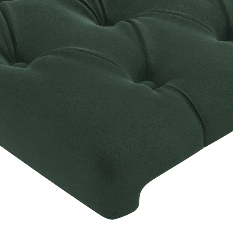 vidaXL sötétzöld bársony LED-es fejtámla 203x16x118/128 cm