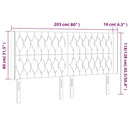 vidaXL sötétkék bársony LED-es fejtámla 203x16x118/128 cm