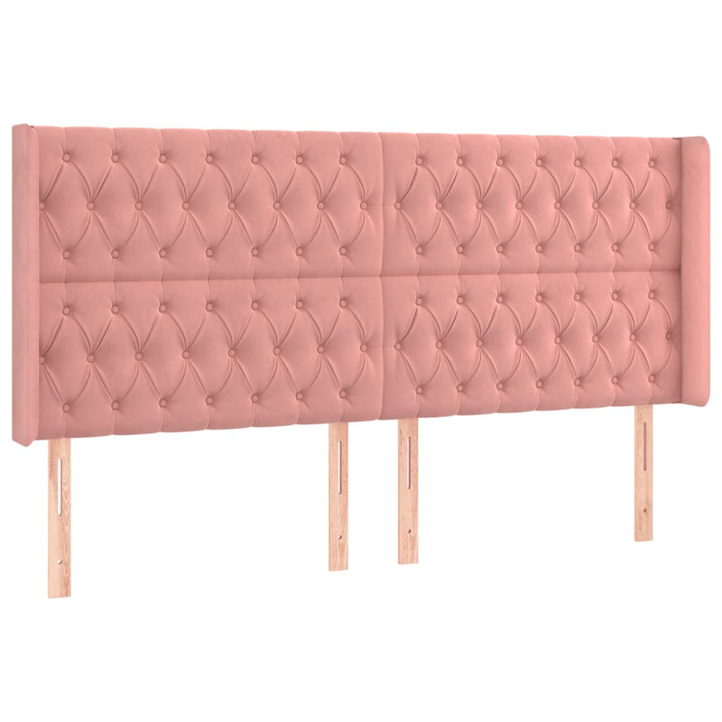 vidaXL rózsaszín bársony LED-es fejtámla 203x16x118/128 cm