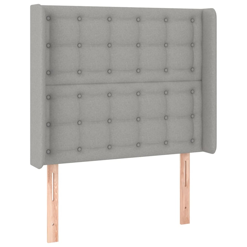 vidaXL világosszürke szövet LED-es fejtámla 83x16x118/128 cm