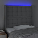 vidaXL világosszürke szövet LED-es fejtámla 83x16x118/128 cm