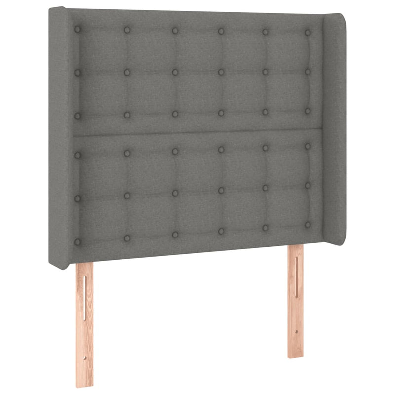 vidaXL sötétszürke szövet LED-es fejtámla 83x16x118/128 cm