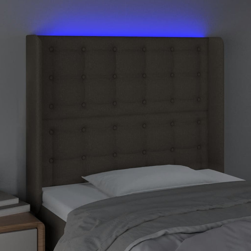vidaXL tópszínű szövet LED-es fejtámla 93x16x118/128 cm