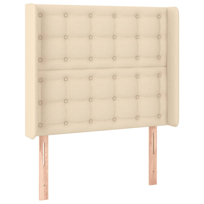 vidaXL krémszínű szövet LED-es fejtámla 93x16x118/128 cm