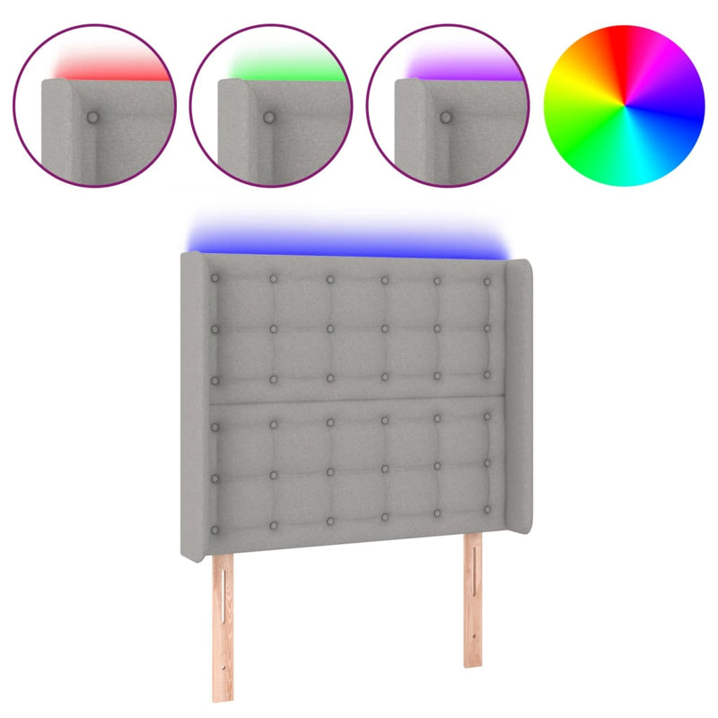 vidaXL világosszürke szövet LED-es fejtámla 103x16x118/128 cm