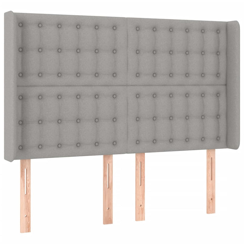 vidaXL világosszürke szövet LED-es fejtámla 147x16x118/128 cm