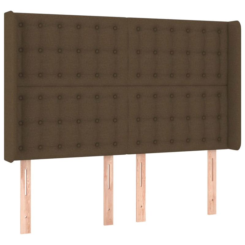 vidaXL sötétbarna szövet LED-es fejtámla 147x16x118/128 cm