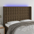 vidaXL sötétbarna szövet LED-es fejtámla 147x16x118/128 cm