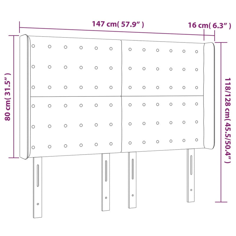 vidaXL tópszínű szövet LED-es fejtámla 147x16x118/128 cm