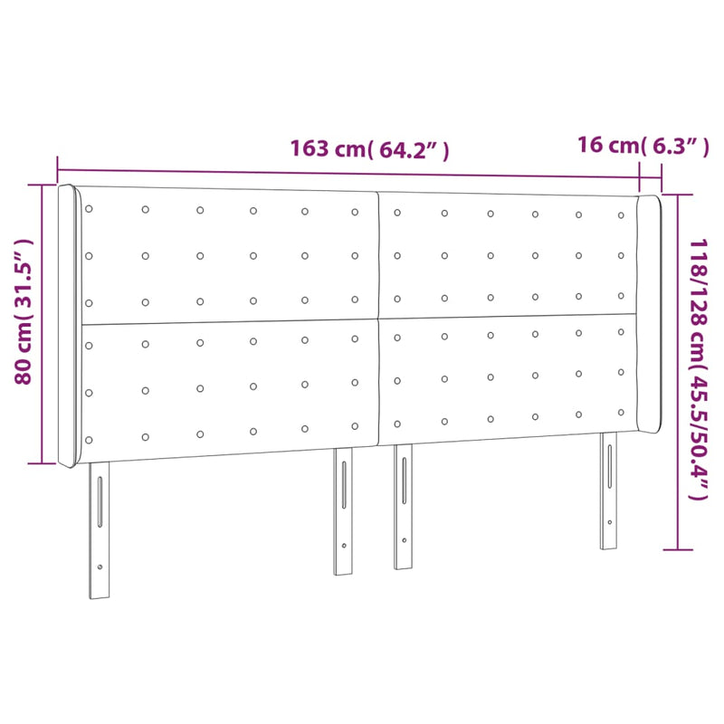 vidaXL fekete szövet LED-es fejtámla 163x16x118/128 cm