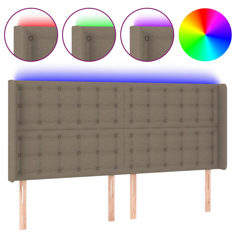 vidaXL tópszínű szövet LED-es fejtámla 163x16x118/128 cm