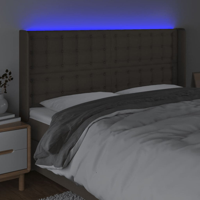 vidaXL tópszínű szövet LED-es fejtámla 163x16x118/128 cm