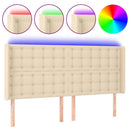 vidaXL krémszínű szövet LED-es fejtámla szárnyakkal 163x16x118/128 cm