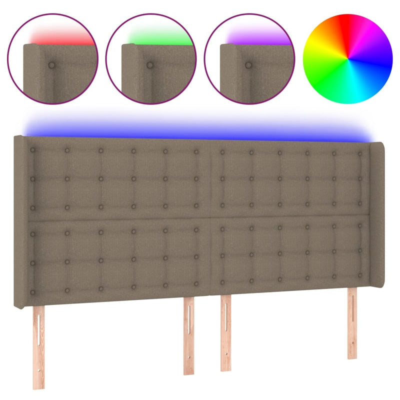 vidaXL tópszínű szövet LED-es fejtámla 183x16x118/128 cm