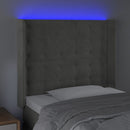 vidaXL világosszürke bársony LED-es fejtámla 83x16x118/128 cm