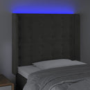 vidaXL sötétszürke bársony LED-es fejtámla 83x16x118/128 cm