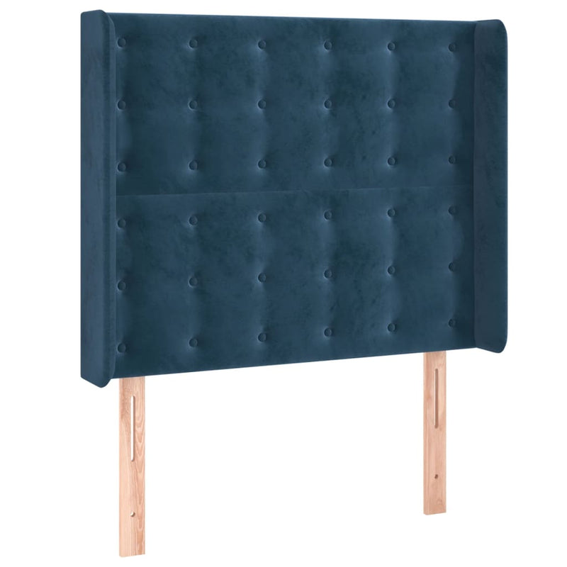 vidaXL sötétkék bársony LED-es fejtámla 83x16x118/128 cm