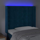 vidaXL sötétkék bársony LED-es fejtámla 83x16x118/128 cm
