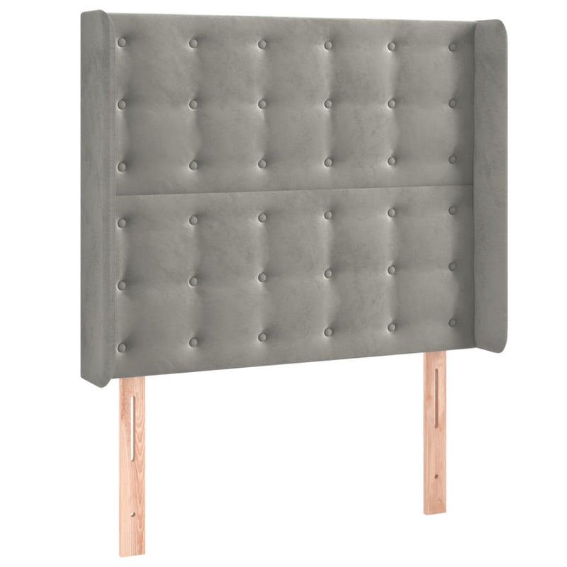 vidaXL világosszürke bársony LED-es fejtámla 93x16x118/128 cm
