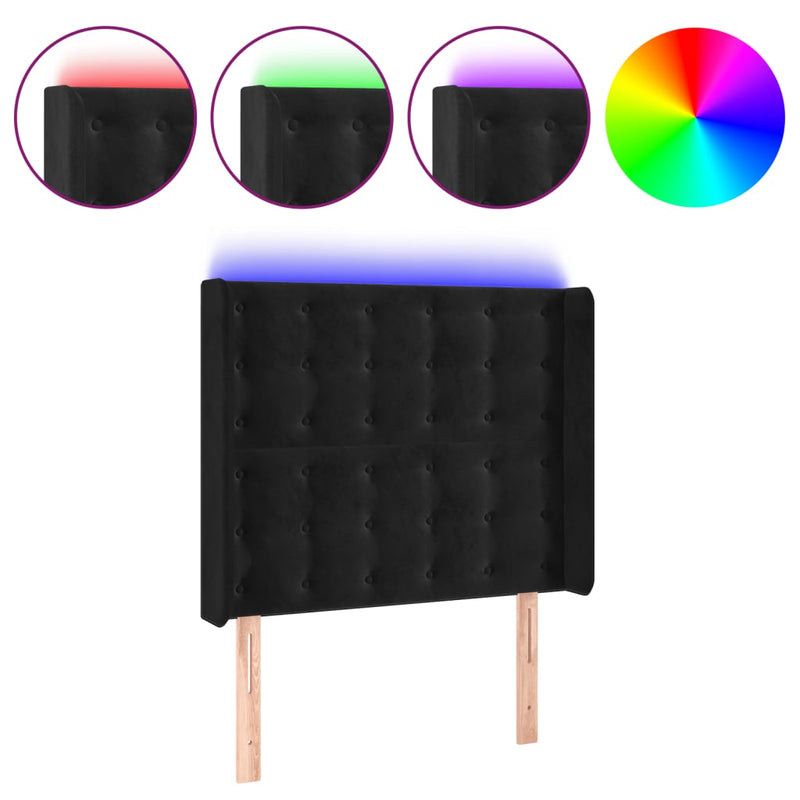 vidaXL fekete bársony LED-es fejtámla 93x16x118/128 cm