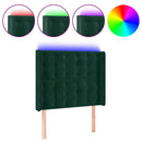 vidaXL sötétzöld bársony LED-es fejtámla 93x16x118/128 cm