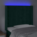 vidaXL sötétzöld bársony LED-es fejtámla 93x16x118/128 cm