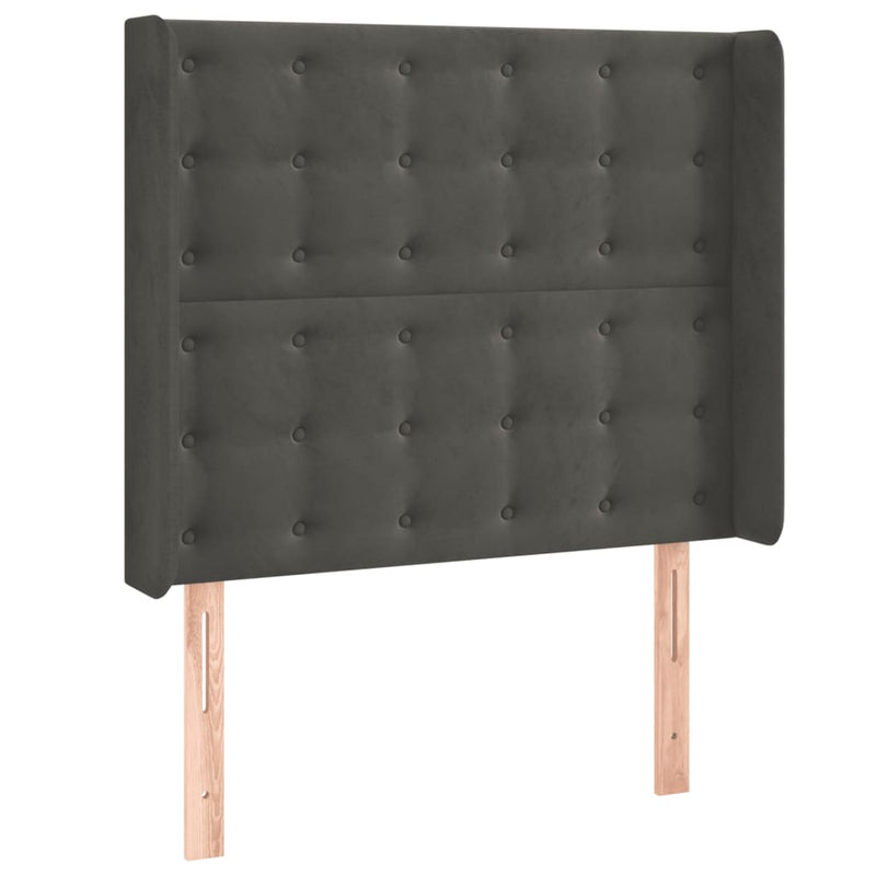 vidaXL sötétszürke bársony LED-es fejtámla 103x16x118/128 cm
