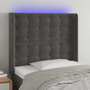 vidaXL sötétszürke bársony LED-es fejtámla 103x16x118/128 cm