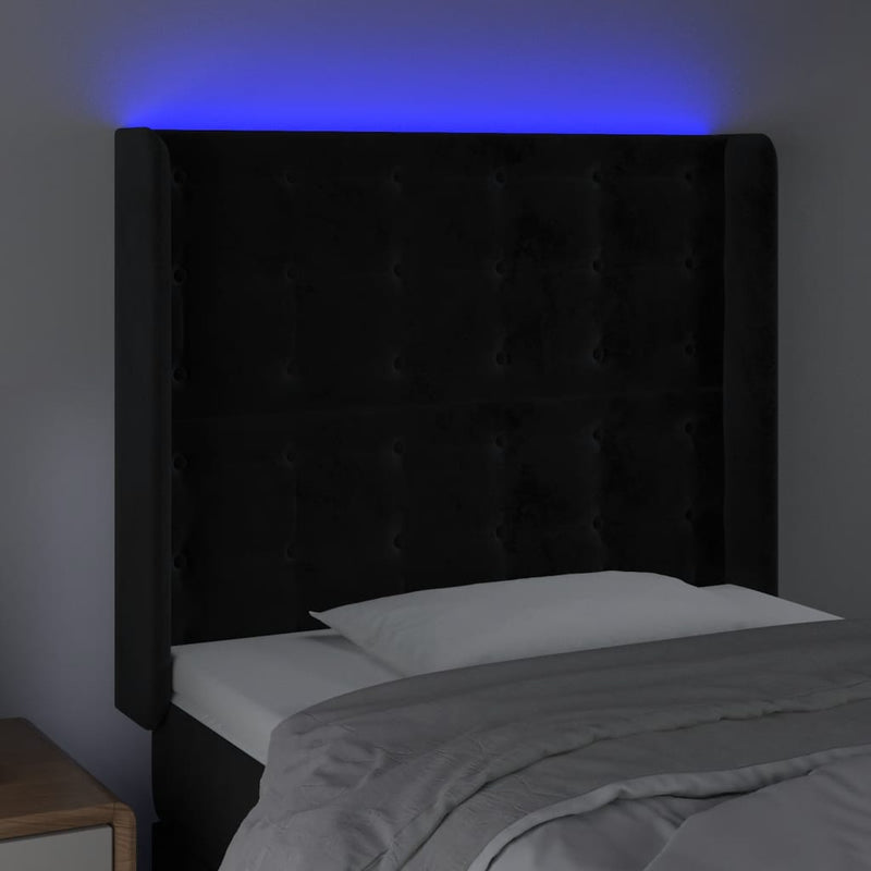 vidaXL fekete bársony LED-es fejtámla 103x16x118/128 cm