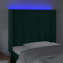 vidaXL sötétzöld bársony LED-es fejtámla 103x16x118/128 cm