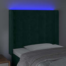 vidaXL sötétzöld bársony LED-es fejtámla 103x16x118/128 cm