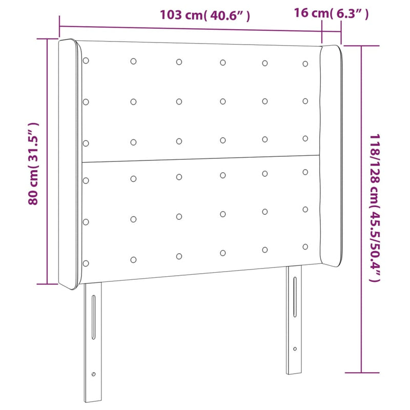 vidaXL sötétkék bársony LED-es fejtámla 103x16x118/128 cm