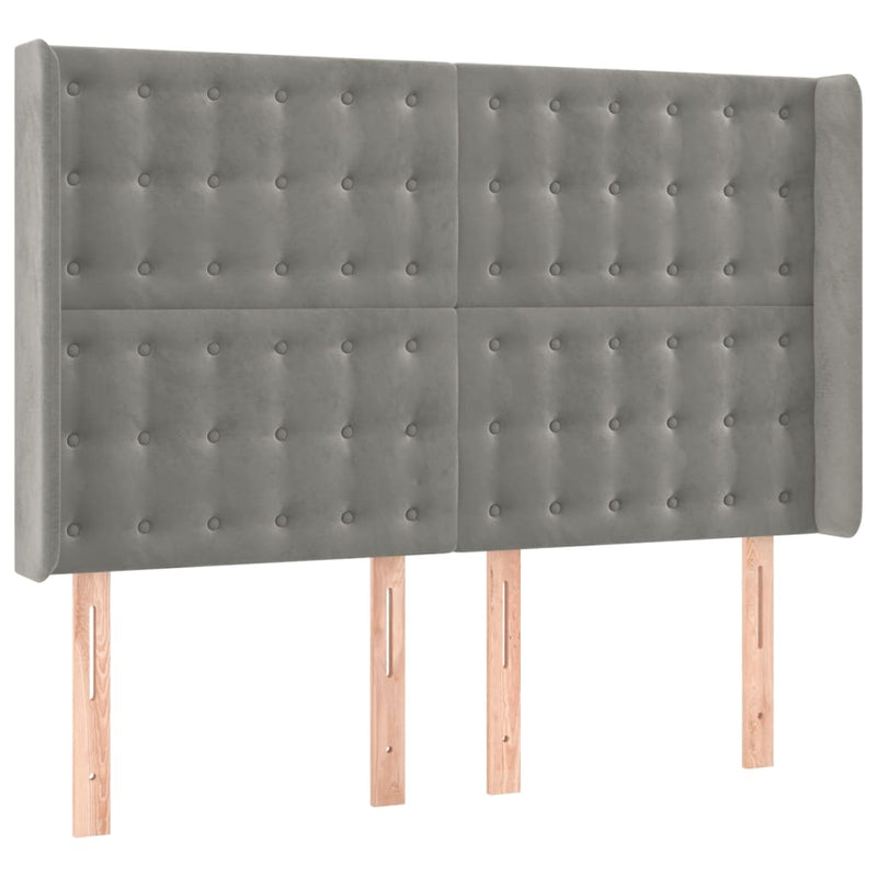 vidaXL világosszürke bársony LED-es fejtámla 147x16x118/128 cm