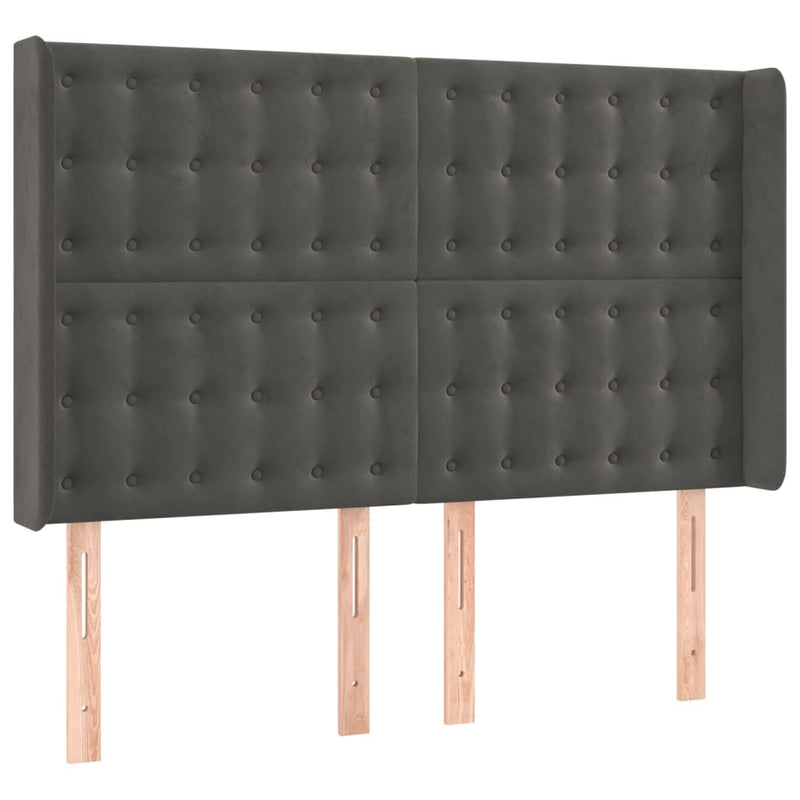 vidaXL sötétszürke bársony LED-es fejtámla 147x16x118/128 cm