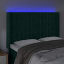 vidaXL sötétzöld bársony LED-es fejtámla 147x16x118/128 cm